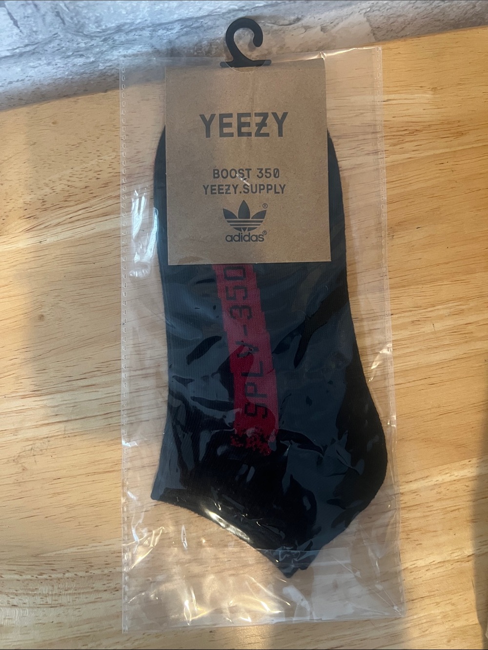 adidas Yeezy Black Socks with Red Stripe